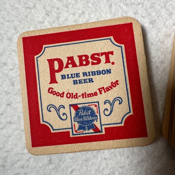 Vintage PABST Blue Ribbon Double Sided Beer Drink Coasters Lot of 10 - Picture 2 of 6